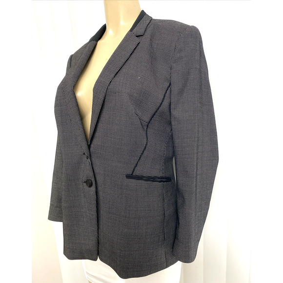 BOSS HUGO BOSS Jelisana Jacket Blazer Two Button Wool Black White Dot 12 L - Picture 4 of 9